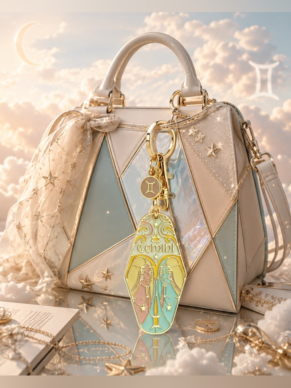 Gemini Zodiac Keychain Bag Charm